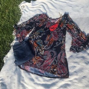 Long sleeved paisley dress